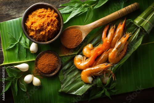 Shrimp paste on banana leaves is a favored ingredient in southern Thailand