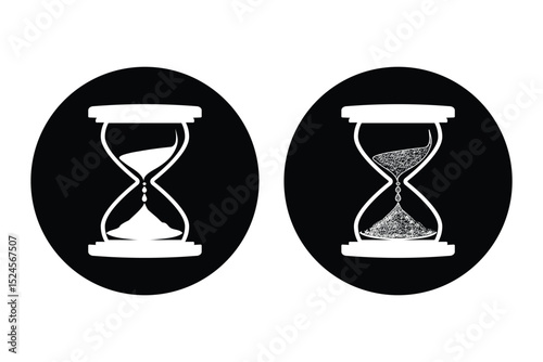 Minimalist hourglass icon symbolizing time management. Hourglass sand clock isolated vector illustration.