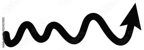 wavy curved Long arrow icon. long line arrow vector. Long curved arrow icon vector. Curved arrow vector illustration isolated on white background.