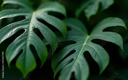 Dark green leaf texture, Natural green leaves using as nature background wallpaper or tropical leaf cover page. High quality
