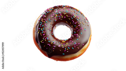  Colorful Glazed Donut with Sprinkles Isolated on White Background