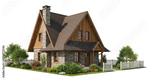 Wallpaper Mural Charming wooden house illustration Torontodigital.ca