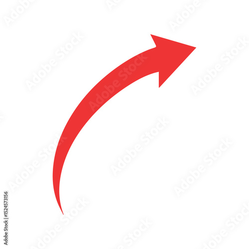 Upward Curved Red Arrow Icon: Growth, Direction, and Success Symbol