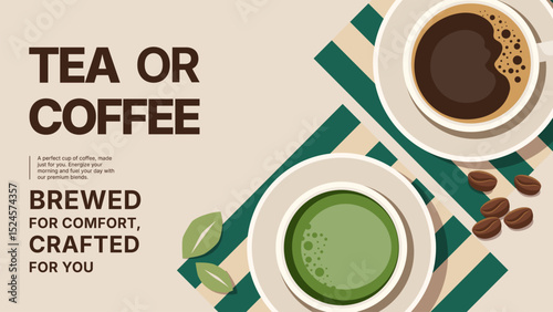 coffee and chocolate matcha, cafe shop, background and banner template design, food and drink concept, poster and promotion, vector illustration	
