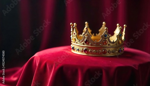 A majestic crown rests upon a velvet cushion, symbolizing the peaceful resolution of a royal dispute, a time of reconciliation and unity within the kingdom , kingdom, power