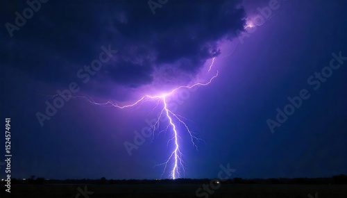 Dramatic image of a powerful lightning strike illuminating a dark, stormy sky Perfect for weather, nature, and power-related projects High-resolution, vibrant colors , bolt, electricity