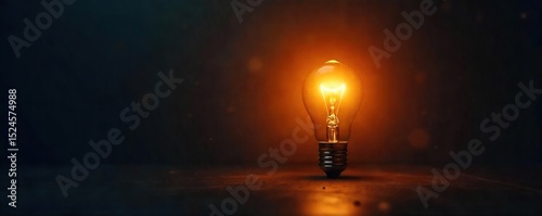 A single bright light bulb illuminates a dark room, radiating a powerful and radiant glow, symbolizing inspiration and innovative thinking , inspiration, future, power