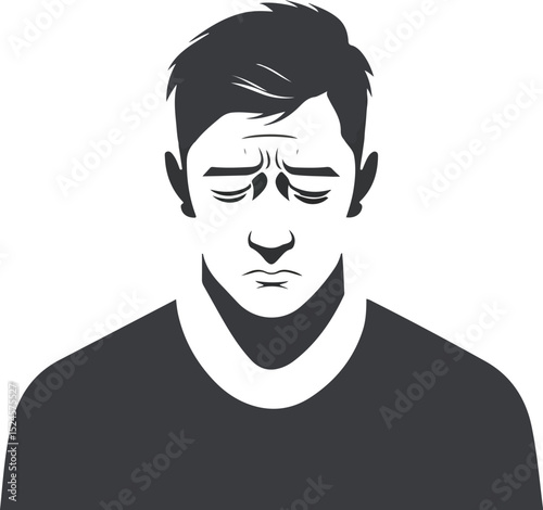 Silhouette of a Sad Young Man with Head Down – Emotional Depression Concept