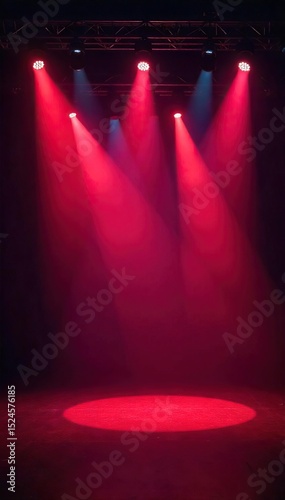 Powerful stage spotlights illuminating a dark theater, ready for a performance Perfect for theatrical, concert, and entertainment concepts , lighting, illumination, dark
