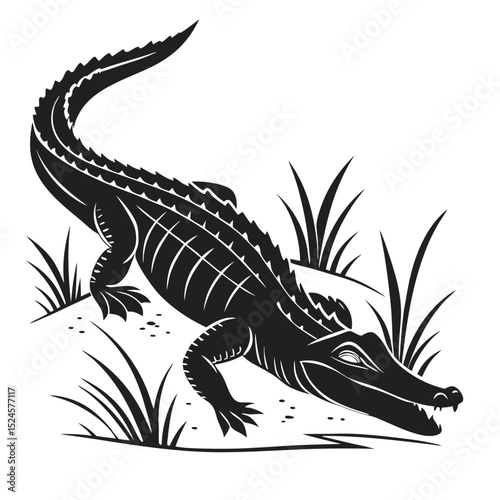 Crawling Crocodile Silhouette