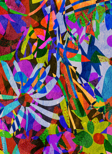 Floral Noise, Gentle Heart. Colorful abstract floral-inspired background with layered organic shapes, vibrant spring tones, and textured patterns evoking nature and blooming plants