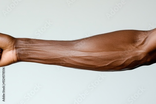 Close-up view of a dark-skinned person's arm.
