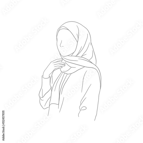 Muslim woman in hijab fashion silhouette, Woman Hijab Silhouette Vector Design
