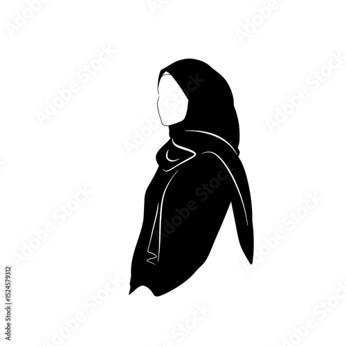 Muslim woman in hijab fashion silhouette, Woman Hijab Silhouette Vector Design
