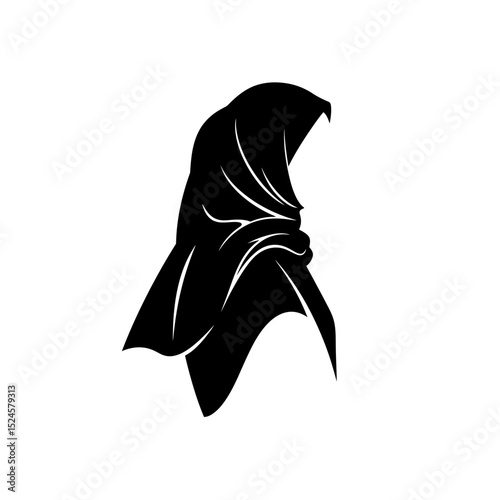 Muslim woman in hijab fashion silhouette, Woman Hijab Silhouette Vector Design