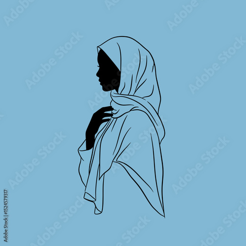Muslim woman in hijab fashion silhouette, Woman Hijab Silhouette Vector Design