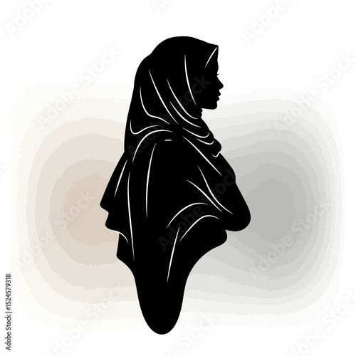 Muslim woman in hijab fashion silhouette, Woman Hijab Silhouette Vector Design