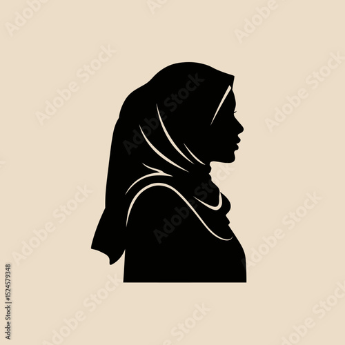 Muslim woman in hijab fashion silhouette, Woman Hijab Silhouette Vector Design