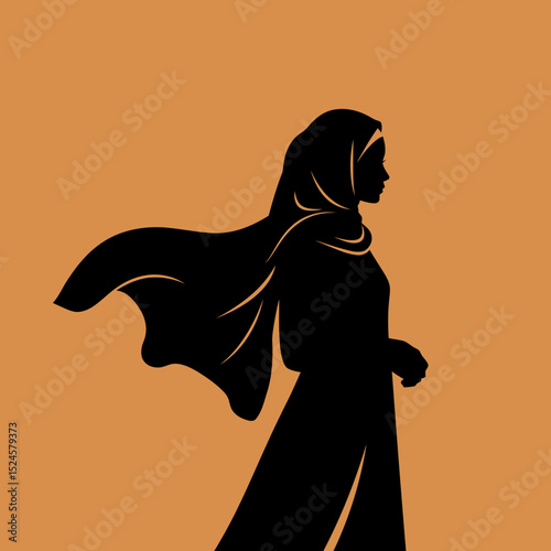 Muslim woman in hijab fashion silhouette, Woman Hijab Silhouette Vector Design