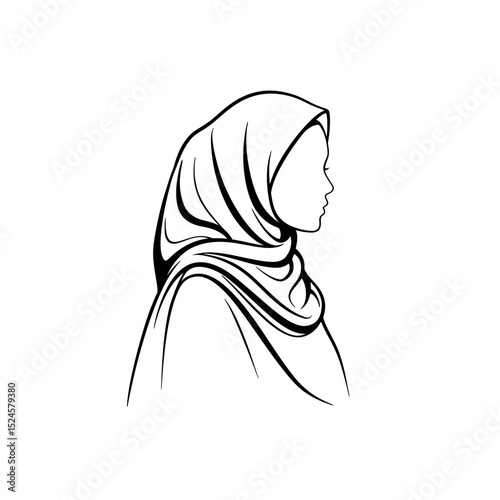 Muslim woman in hijab fashion silhouette, Woman Hijab Silhouette Vector Design