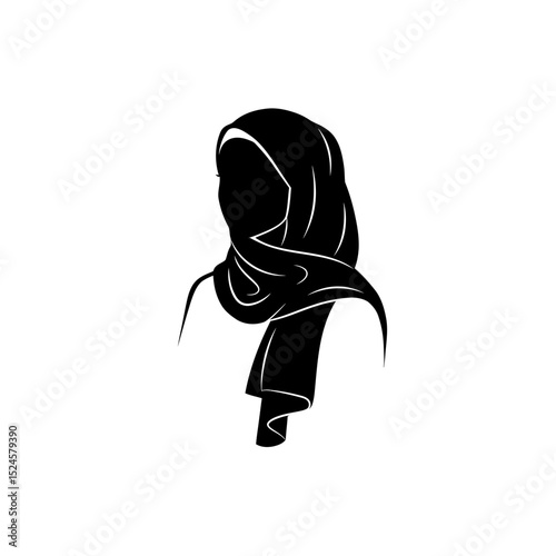 Muslim woman in hijab fashion silhouette, Woman Hijab Silhouette Vector Design