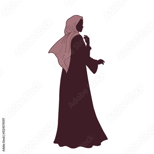 Muslim woman in hijab fashion silhouette, Woman Hijab Silhouette Vector Design