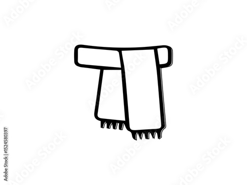  The scarf is shown folded and hanging with two ends draping down, both featuring fringes at the bottom.