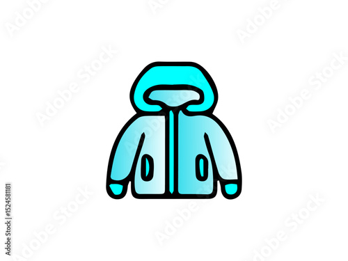  The jacket is depicted in a gradient of light blue to cyan, with dark outlines for contrast.