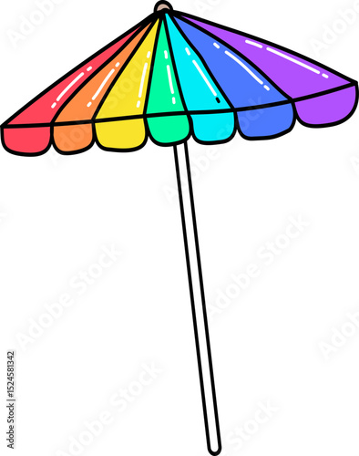 Retro groovy Summer Colorful Beach Umbrella Illustration