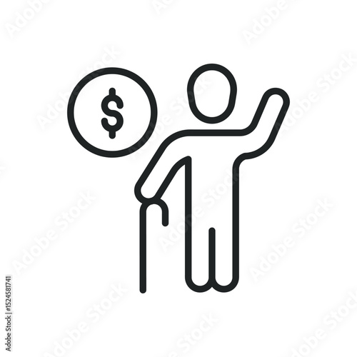 Pension thin line icons. Editable stroke and Perfect pixel on transparent background