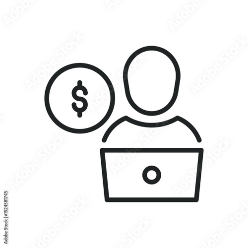Personal income thin line icons. Editable stroke and Perfect pixel on transparent background