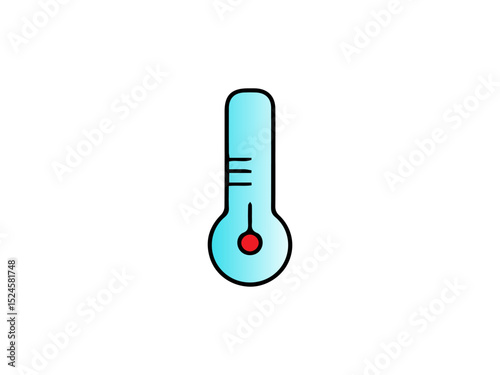 The thermometer is filled with a light blue gradient, indicating a cold temperature.