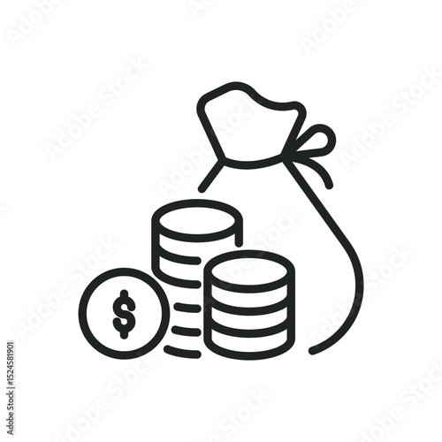 Money thin line icons. Editable stroke and Perfect pixel on transparent background