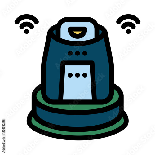 Automated cleaning robot filled line icon