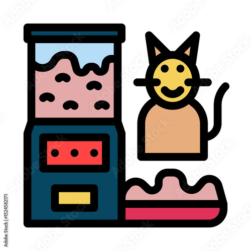 Automated pet feeder filled line icon