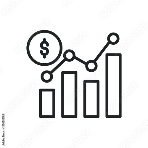Statistic thin line icons. Editable stroke and Perfect pixel on transparent background