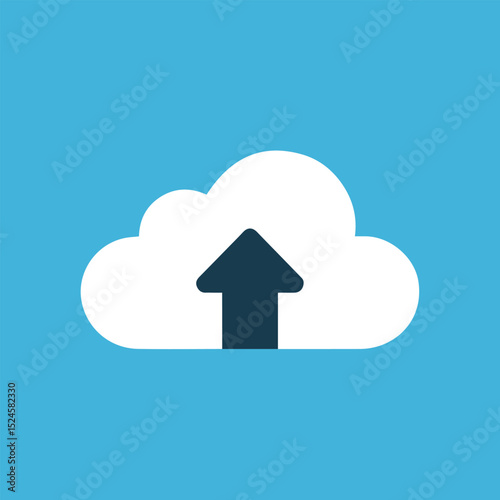 Simple cloud upload icon digital graphic design for websites and applications data blue flat file arrow white clean share