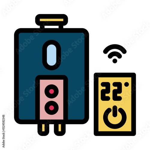 Smart water heater filled line icon