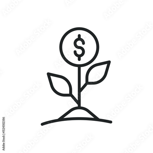 Financial growth thin line icons. Editable stroke and Perfect pixel on transparent background