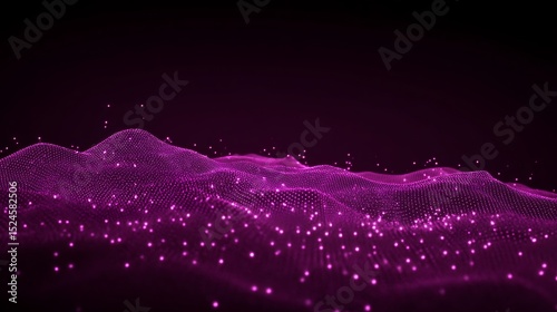 Abstract magenta digital wave flowing particles