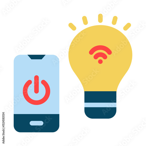 Smart lighting control flat icon