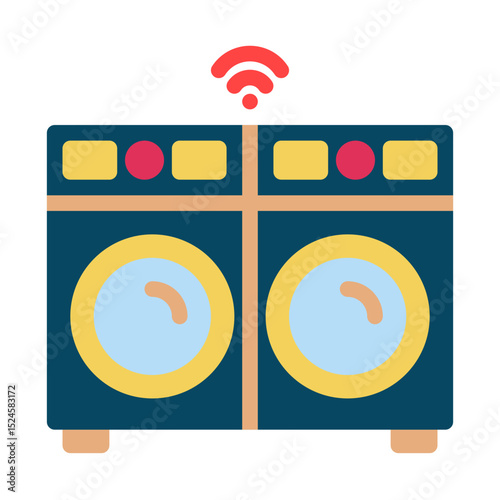 Smart washer flat icon