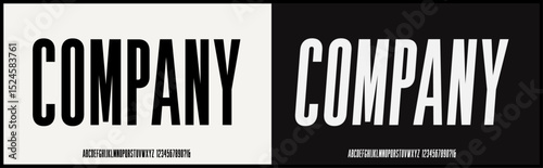 Condensed sans serif vector font. Modern and elegant with uppercase alphabet.	