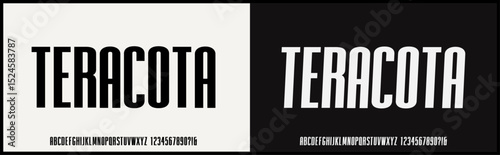 Condensed sans serif vector font. Modern and elegant with uppercase alphabet.	