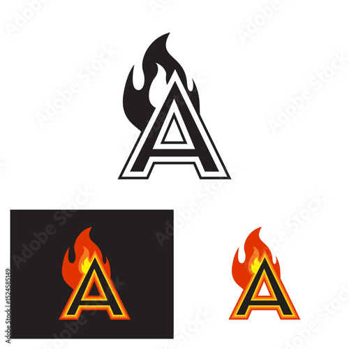 Vector combination of initial letter A with Little Flame, can be use to be logo, mark, identity or anything