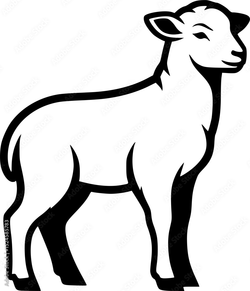 Fototapeta premium Stylized silhouette of a lamb standing upright