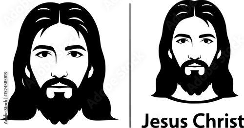 Black and white graphic of jesus christ with beard