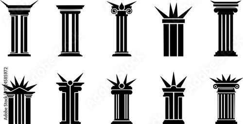 Abstract black glyph with pillars and sharp points