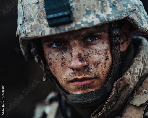 A soldier standing in a war zone, looking weary and disillusioned, War, Emotional and heavy