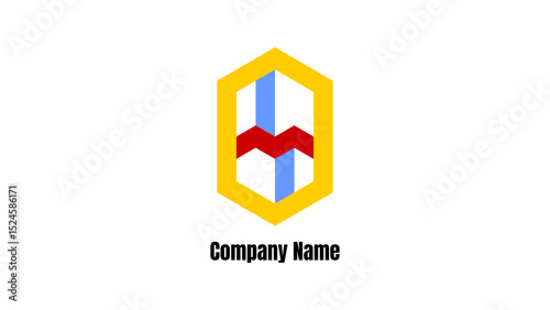Modern abstract logo featuring geometric shapes in blue, red, and yellow, ideal for corporate branding.